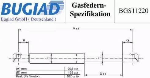 Bugiad BGS11220 - Газовая пружина, капот avtokuzovplus.com.ua