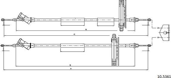 Cabor 10.5361 - Трос, гальмівна система autocars.com.ua