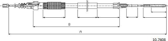 Cabor 10.7408 - Трос, гальмівна система autocars.com.ua