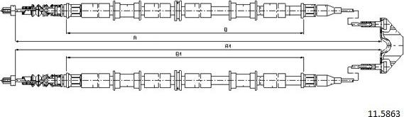 Cabor 11.5863 - Трос, гальмівна система autocars.com.ua