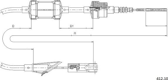 Cabor 412.10 - Трос, управління зчепленням autocars.com.ua