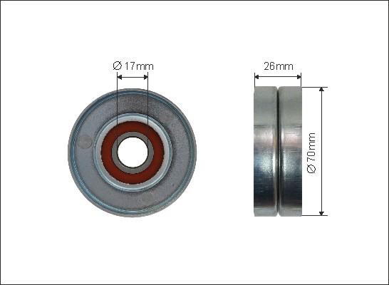 Caffaro 500125 - 70x17x26 metal Ролик натяжної планки Opel Astra 1.0-1.2-1.4 Z 14 XEP 04- autocars.com.ua