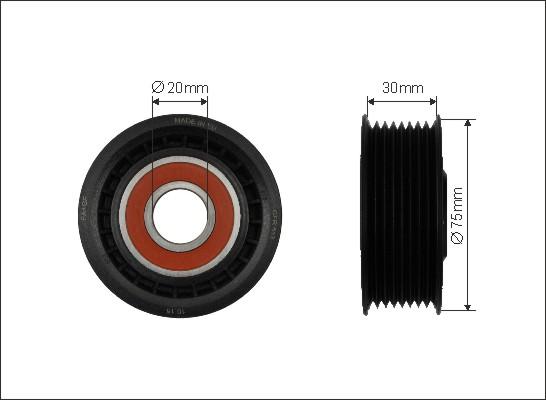 Caffaro 500308 - Паразитний / провідний ролик, поліклиновий ремінь autocars.com.ua