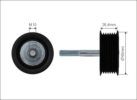 Caffaro 500387 - Паразитний / провідний ролик, поліклиновий ремінь autocars.com.ua