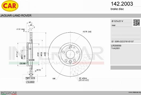CAR 142.2003 - Гальмівний диск autocars.com.ua