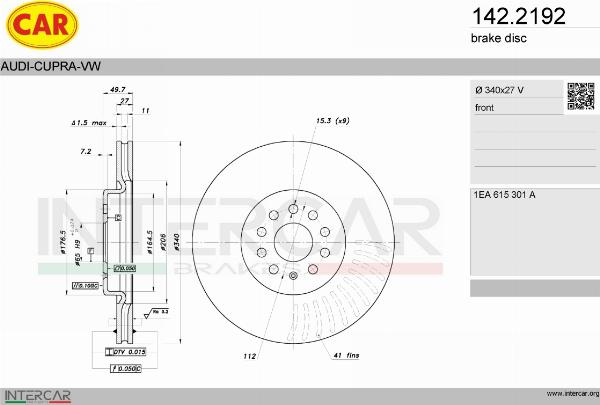 CAR 142.2192 - Гальмівний диск autocars.com.ua