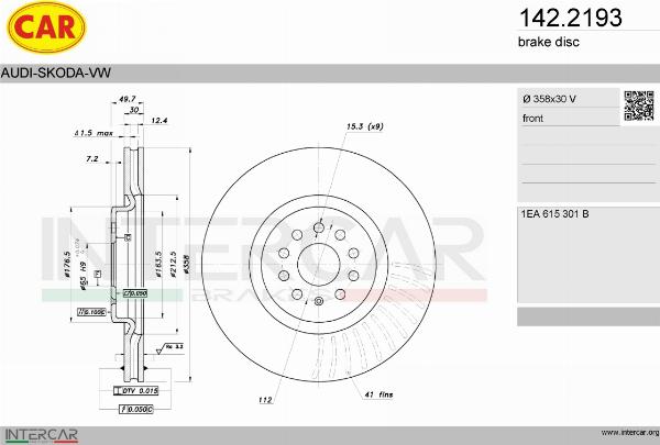CAR 142.2193 - Гальмівний диск autocars.com.ua