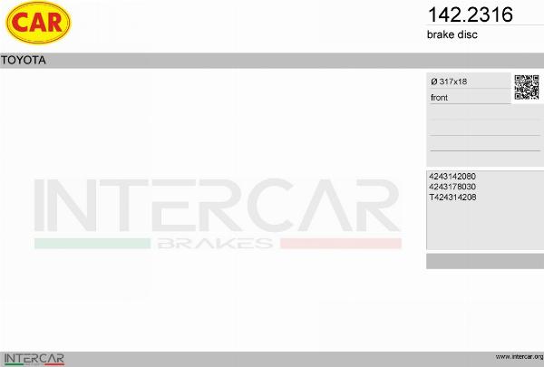 CAR 142.2316 - Гальмівний диск autocars.com.ua