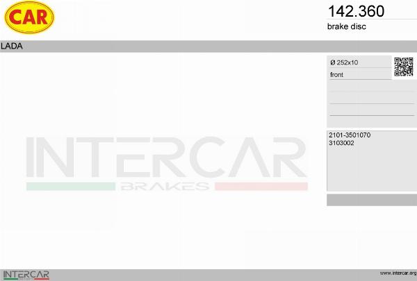CAR 142.360 - Гальмівний диск autocars.com.ua