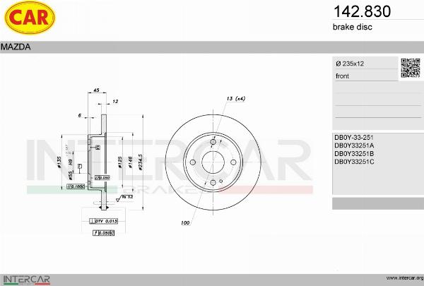 CAR 142830 - Гальмівний диск autocars.com.ua