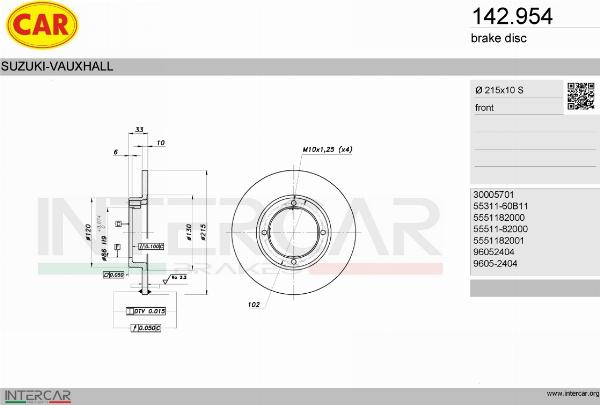 CAR 142.954 - Гальмівний диск autocars.com.ua