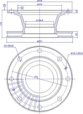 Lemförder 22235 - Гальмівний диск autocars.com.ua