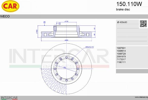 CAR 150.110W - Гальмівний диск autocars.com.ua