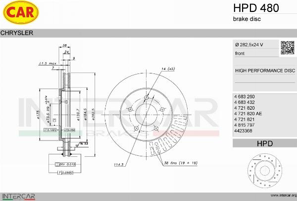 CAR HPD 480 - Гальмівний диск autocars.com.ua