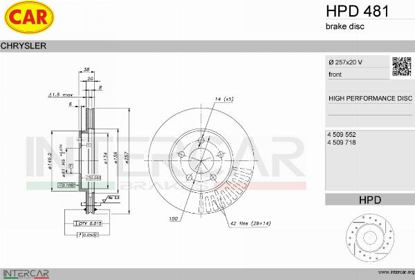 CAR HPD 481 - Гальмівний диск autocars.com.ua