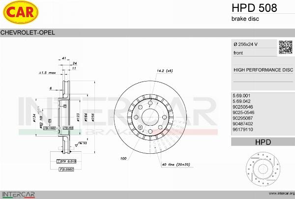 CAR HPD 508 - Гальмівний диск autocars.com.ua