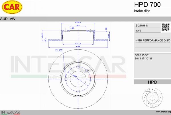CAR HPD 700 - Гальмівний диск autocars.com.ua