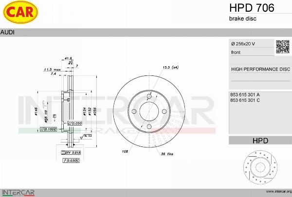 CAR HPD 706 - Гальмівний диск autocars.com.ua