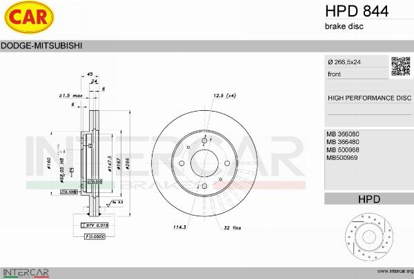 CAR HPD 844 - Гальмівний диск autocars.com.ua