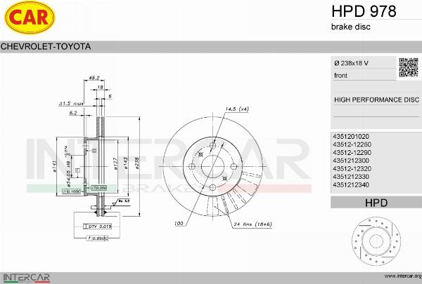 CAR HPD 978 - Гальмівний диск autocars.com.ua