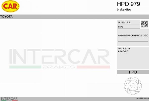 CAR HPD 979 - Гальмівний диск autocars.com.ua