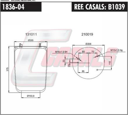 Casals B1039 - Кожух пневматической рессоры autodnr.net