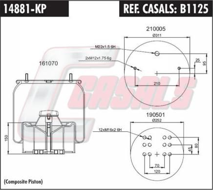 Casals B1125 - Кожух пневматичної ресори autocars.com.ua