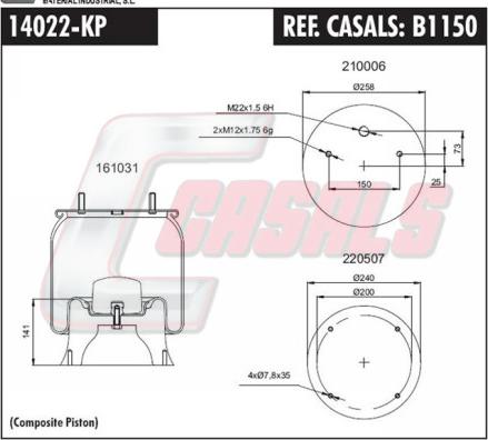 Casals B1150 - Кожух пневматичної ресори autocars.com.ua