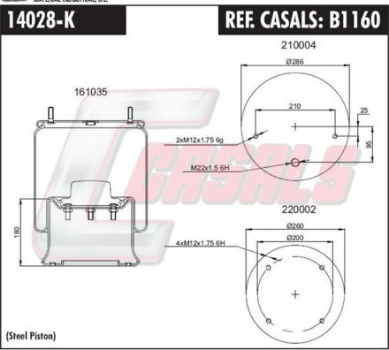 Casals B1160 - Кожух пневматичної ресори autocars.com.ua