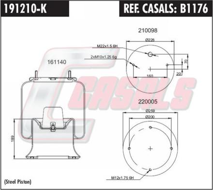 Casals B1176 - Кожух пневматичної ресори autocars.com.ua