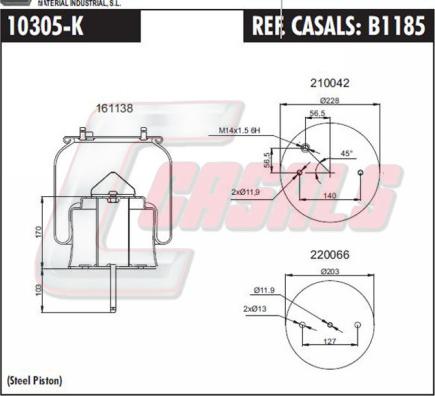 Casals B1185 - Кожух пневматичної ресори autocars.com.ua