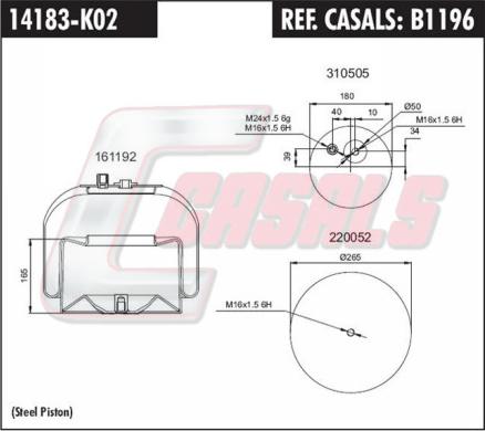 Casals B1196 - Кожух пневматичної ресори autocars.com.ua