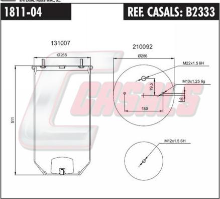 Casals B2333 - Кожух пневматичної ресори autocars.com.ua