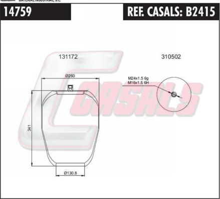 Casals B2415 - Кожух пневматичної ресори autocars.com.ua