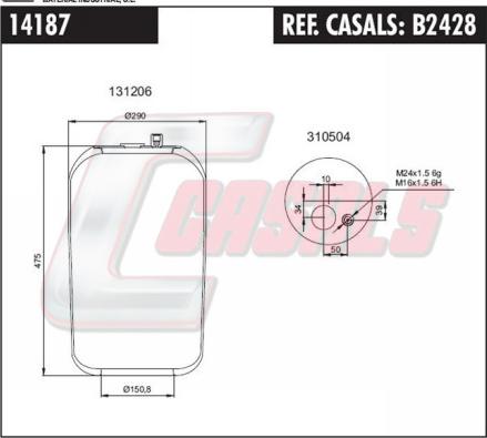 Casals B2428 - Кожух пневматичної ресори autocars.com.ua