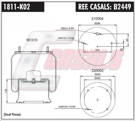 Casals B2449 - Кожух пневматичної ресори autocars.com.ua