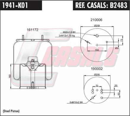 Casals B2483 - Кожух пневматичної ресори autocars.com.ua