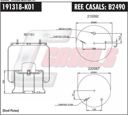 Casals B2490 - Кожух пневматичної ресори autocars.com.ua