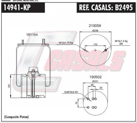 Casals B2495 - Кожух пневматичної ресори autocars.com.ua