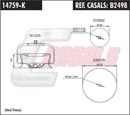 Casals B2498 - Кожух пневматичної ресори autocars.com.ua