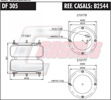 Casals B2544 - Кожух пневматичної ресори autocars.com.ua