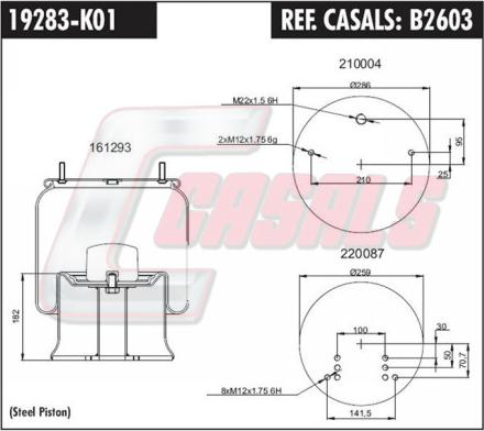 Casals B2603 - Кожух пневматичної ресори autocars.com.ua