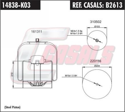 Casals B2613 - Кожух пневматичної ресори autocars.com.ua