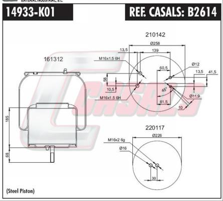 Casals B2614 - Кожух пневматичної ресори autocars.com.ua