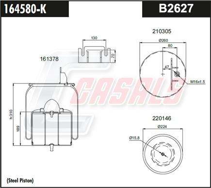 Casals B2627 - Кожух пневматичної ресори autocars.com.ua