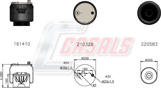 Casals B2784 - Кожух пневматичної ресори autocars.com.ua