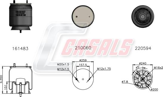 Casals B2838 - Кожух пневматичної ресори autocars.com.ua