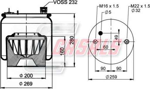 Casals B3008 - Кожух пневматичної ресори autocars.com.ua