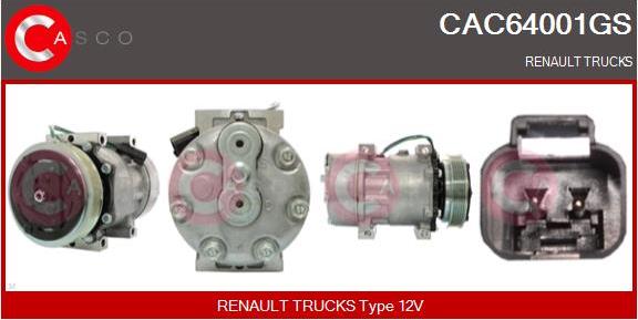 Casco CAC64001GS - Компресор, кондиціонер autocars.com.ua