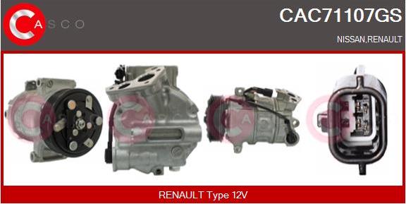 Casco CAC71107GS - Компресор, кондиціонер autocars.com.ua